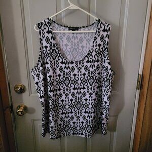 Slinky Brand Black and White Abstract Print Tank Top Misses Size 2X